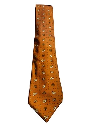 HERMES Paris Orange 100% Silk Snail Pattern Tie - Image 1 of 4