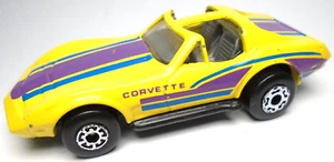 1979 MATCHBOX CHEVY CORVETTE T-TOP YELLOW 1:64 DIECAST 3" CAR W/ PURPLE & BLUE - Picture 1 of 6