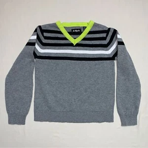 Preppy Gray Neon Green Sweater Boy’s XS 5-6 Dress Lightweight Knit Photoshoot - Picture 1 of 5