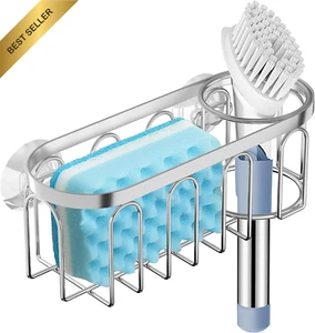 2-in-1 Sponge Holder for Kitchen Sink, Suction Cup Caddy, Rustproof Organizer fo - Picture 1 of 12