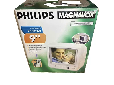 VTG Phillips Magnavox PRO920X101 White 9” UNDERCABINET - CRT TV NEW OPEN BOX - Image 1 of 4