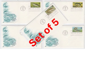 TurtlesTradingPost- American Fish 1986 #2205-09 - FDC Artcraft Cachet- 5 Covers - Picture 1 of 4