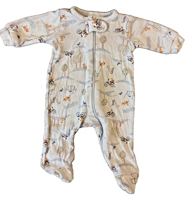 Macacão Preemie bebê menino dormir zíper pijama cachorro bicicleta escorregador fora brincar - Imagem 1 de 4