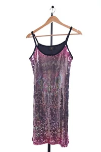 Christian Audigier Sequinned Party Mini Dress, Butterfly Skull Rose Racer L (Q1) - Picture 1 of 11