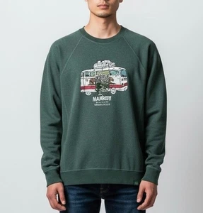 Wild Tribute Mammoth Brewing Sweatshirt L Green VW Bus Graphic Crewneck Pullover - Picture 1 of 8