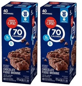 2 Packs Fiber One Chocolate Fudge Brownies 40 ct 35.6 oz Each Pack - Picture 1 of 6