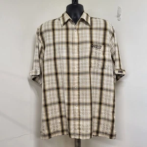 South Pole Shirt Men's Size XL Button Up Short Sleeve Brown Plaid Casual Baggy - Bild 1 von 12