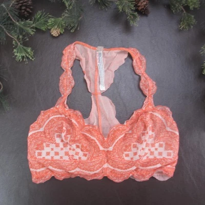 Bralette Free People Mujer Pequeño Naranja Encaje Galón Espalda Corredora Íntimamente Foto 1 de 4