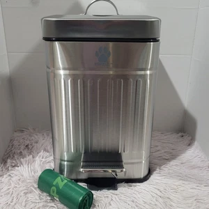 Small outdoor covered dog poop bin, 1.3-gallon metal dog poop trash can, 30 bags - Picture 1 of 16
