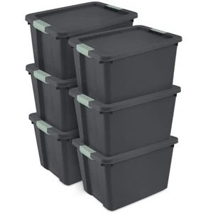 Sterilite 6 Pack 20 Gallon Latch Tote, Stackable Plastic Storage Bin Container - Picture 1 of 7