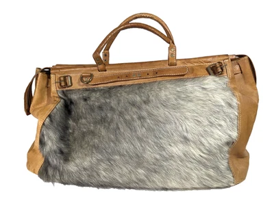 复古仿旧皮革和毛皮马鞍舱行李袋大号巴拉圭 — 第 1/4 张图片