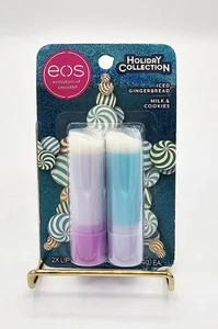 BRAND NEW EOS Holiday Collection 2 Pk Lip Balm Iced Gingerbread/Milk & Cookies - Picture 1 of 2