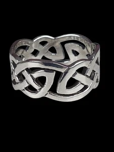 Men's Sterling Silver Celtic Knot Band Ring W½ Wedding Band ? 6.52g Free Box - Picture 1 of 19