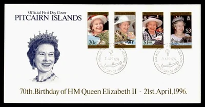 DR WHO 1996 PITCAIRN ISLANDS FDC QEII 70TH CACHET COMBO $3 M56663 - Image 1 of 2
