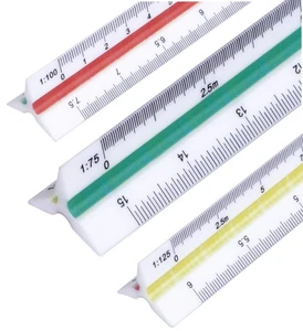Regla Escala Triangular 30cm Regla Medida y Estuche 1:20 1:50 1:100 1:125 Arquitectos - Imagen 1 de 3