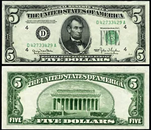 FR. 1961 D $5 1950 Federal Reserve Note Cleveland D-A Block Wide 2 Choice CU - Picture 1 of 3