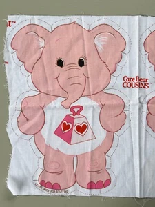 Vintage Care Bear Cousins Cut and Sew Pillow Fabric Panel Elephant Lotsa Heart - Picture 1 of 6