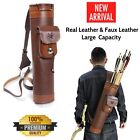 Archery Back Arrow Quiver Leather Bag Holder Outdoor for Hunting Shooting Target