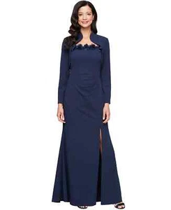 Beautiful Dress Alex Evenings Women's Rosette-Trim Bolero-Jacket Gown size 12 - Picture 1 of 5