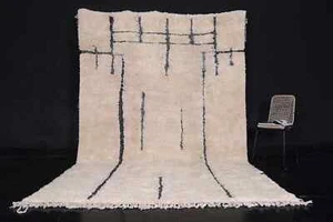Alfombra marfil marroquí hecha a mano - Marfil Beni ourain alfombra para salón - Imagen 1 de 7