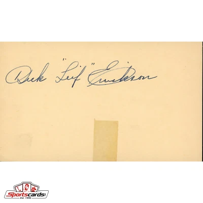 Dick Leif Errickson (d.99) Signed Auto 3x5 Index GPC Card Boston Bees 1938 Debut - Image 1 of 2