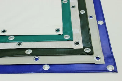 FULCOLINE LKW Abdeckplane PVC Folie Wunschmaß ca. 450 g/m² mit Saum und Ösen alle 100cm