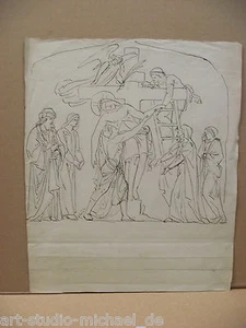 Disegno a penna: studio di una deposizione di croce, metà XIX secolo - Foto 1 di 2