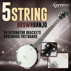 NEW KARRERA 5 STRING BLUEGRASS RESONATOR BANJO NATURAL FINISH - Picture 1 of 5