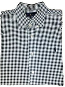 Camisa Ralph Lauren Para Hombre Manga Larga Blanco y Negro Cuadros Abotonada Talla XL - Imagen 1 de 5