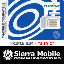 2x TRACFONE TRIPLE SIM CARD 3 in 1 • GSM 4GLTE T-MOBILE MVNO •  WITH TRACKING