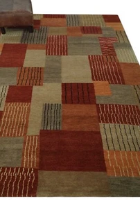 Hand loom 6x8 multicolored geometrical design wool art silk area rug - DD/OC126 - Picture 1 of 11