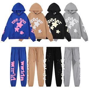 Sp5der Beluga Hoodie Tracksuit Unisex Casual Street Sports Sets Cotton Terry