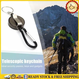 Metal Retractable Keychain Anti-Lost Anti-Theft Keyring Buckle (Black) - Afbeelding 1 van 9