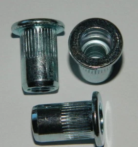 100 Blindnietmuttern M5 Stahl Flachkopf ger. 3,0-5,5  Einnietmutter - Bild 1 von 1