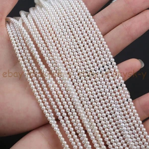 Mini 2.5-3mm Natural White Freshwater Pearl Round Loose Beads Jewelry Making - Imagen 1 de 18