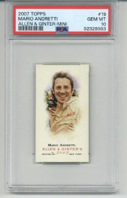 2007 TOPPS ALLEN & GINTER MINI #19 MARIO ANDRETTI CARD PSA 10 LOW POP VERY RARE - Image 1 of 2