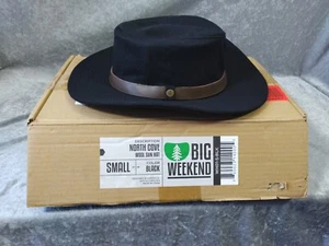 Big weekend North Cove Black Wool Sun hiking Hat  shapeable brim WHO1-S-BLK - Picture 1 of 10
