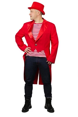 Habit de Cérémonie Rouge Homme Costume Carnaval Redingote Fait à la Main - Photo 1/2