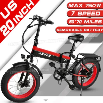 E bike 20" 750W Electric Bike Bicycle Foldable Fat Tire Mountain Snow E-bike US - Image 1 of 4