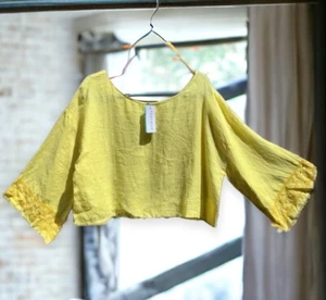 🌻Seafolly Brightfolk gelbes besticktes Leinentop Gr. XS {NEU mit Etikett!}. - Bild 1 von 10