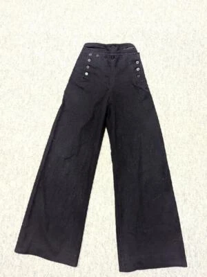 Pantalones uniforme vintage Segunda Guerra Mundial USN marinero 26x31 franela lana BELL BOTTOM militar Foto 1 de 4