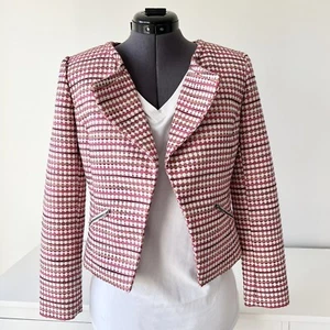 Halogen Pink Curve Zippers Open Front Shawl Collar Blazer Size XS $128 - Picture 1 of 12