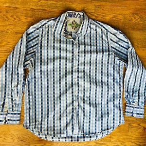 Camicia Robert Graham blu e bianca a quadri manica lunga con bottoni taglia 2TG - Foto 1 di 9