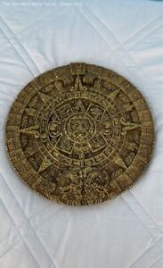 Vintage ZAREBSKI Mexican FOLK ART Aztec Mayan Calendar