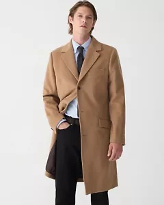 $548 J.Crew Men’s Overcoat Italian Fabric Wool-Cashmere 36S Camel/Toffee - Picture 1 of 11