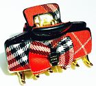 USA SELLER HANDMADE FABRIC Hair Clip PIN Claw Medium Size Gold Base With RED NEW
