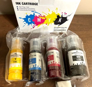 4pk Sublimation Ink Refill Bottles for Epson ET & WF Series Printers - Picture 1 of 10