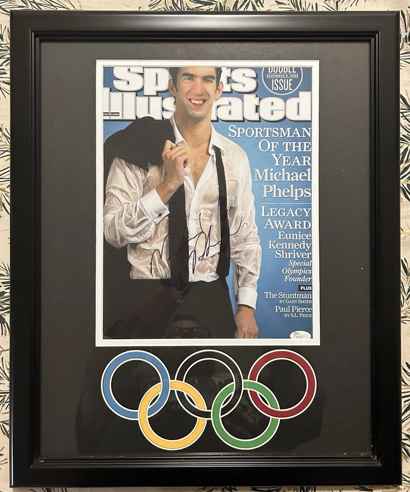 Foto firmada y enmarcada de Michael Phelps 11x14. Medallista de oro olímpico. Certificado de autenticidad Beckett Foto 1 de 1