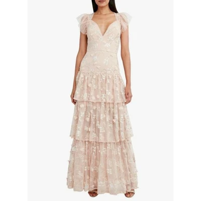 BCBG Max Azria Willow Embroidered V-neck Evening Dress Pink Size 10 NWT Romantic - Image 1 of 4
