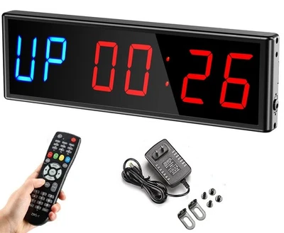 Gym Timer 3 Inch Clock Fitness Home Tabata Boxing Count Down and Up with Remo... - Image 1 of 4